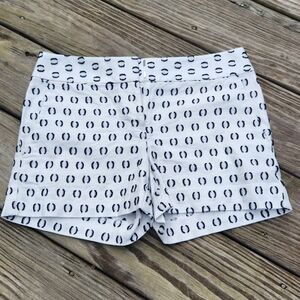 Womens LOFT White and Black Patterned Bermuda Shorts